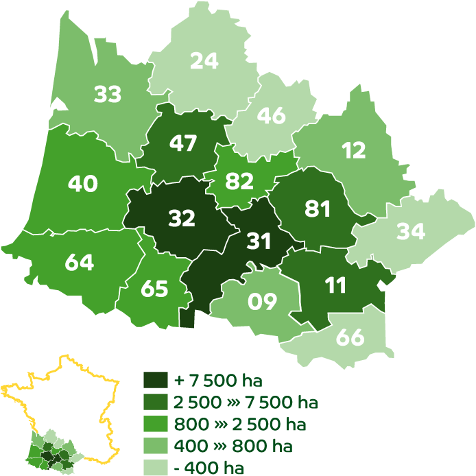 Les territoires d'Agribio Union, producteur de blé bio