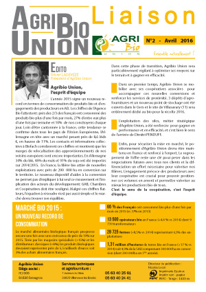 Agribio Union – Liaison N°2 – Avril 2016