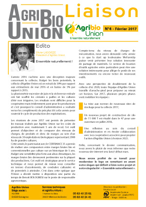 Agribio Union – Liaison N°4 – Février 2017